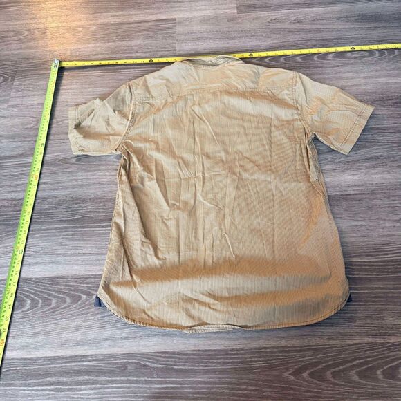 Ecko Unltd Men’s Short Sleeve Button-Up Shirt – Size L – Tan/Striped - Picture 2 of 3